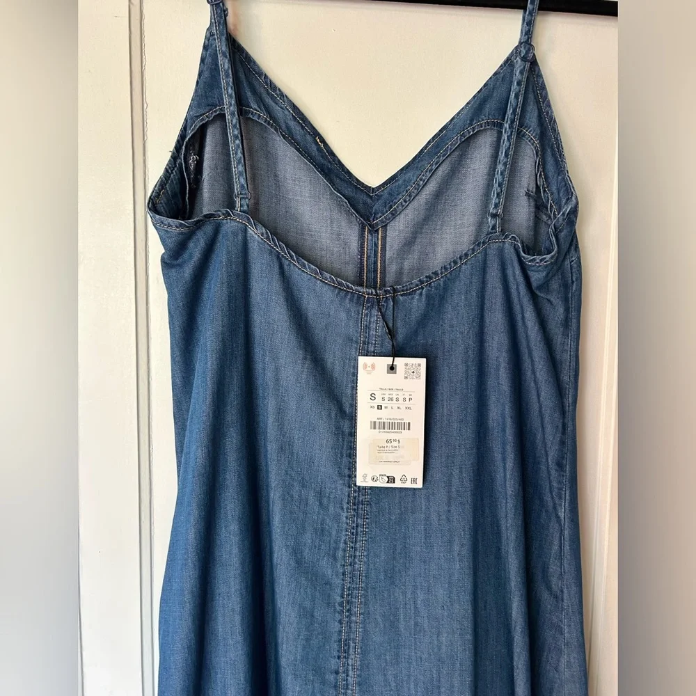 Zara Denim Strappy Midi Dress NWT - Picture 11 of 11